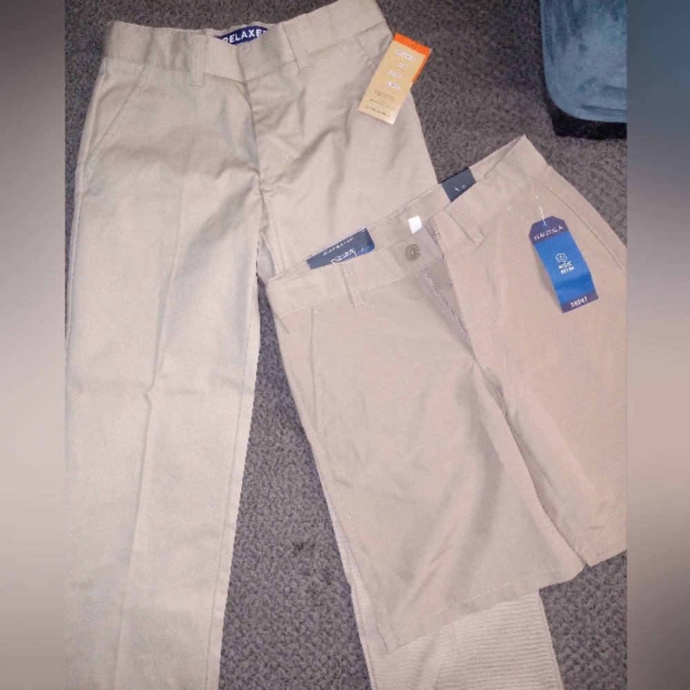 Boys Uniform Bundle. Size 10, French Toast pants & Nautica Shorts, Beige/Tan